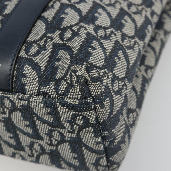 Christian Dior Trotter Canvas Hand Bag Navy Gold Auth ka4777