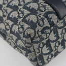 Christian Dior Trotter Canvas Hand Bag Navy Gold Auth ka4777-15