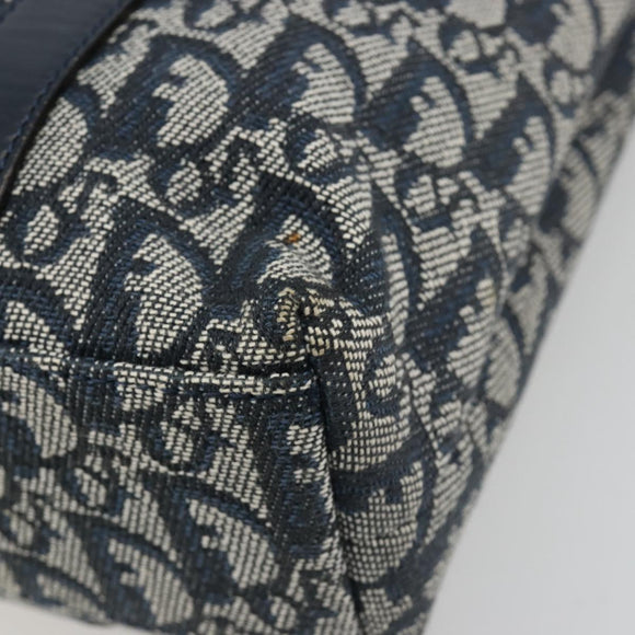 Christian Dior Trotter Canvas Hand Bag Navy Gold Auth ka4777