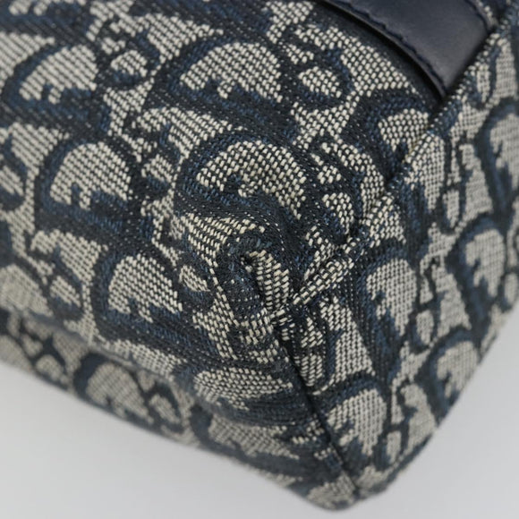 Christian Dior Trotter Canvas Hand Bag Navy Gold Auth ka4777