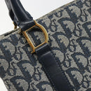 Christian Dior Trotter Canvas Hand Bag Navy Gold Auth ka4777-17