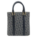 Christian Dior Trotter Canvas Hand Bag Navy Gold Auth ka4777-13