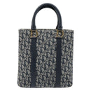 Christian Dior Trotter Canvas Hand Bag Navy Gold Auth ka4777-2