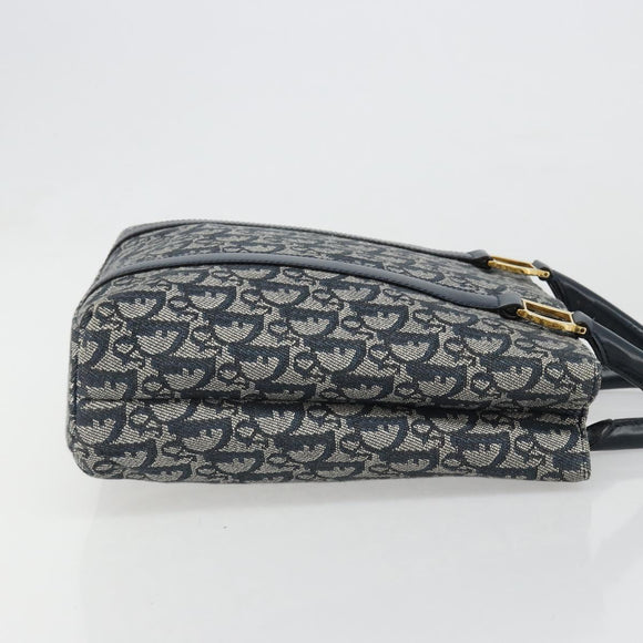 Christian Dior Trotter Canvas Hand Bag Navy Gold Auth ka4777
