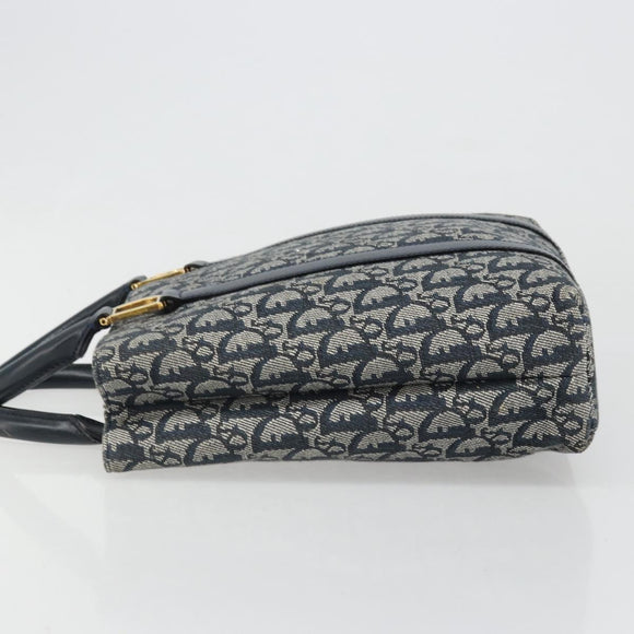 Christian Dior Trotter Canvas Hand Bag Navy Gold Auth ka4777
