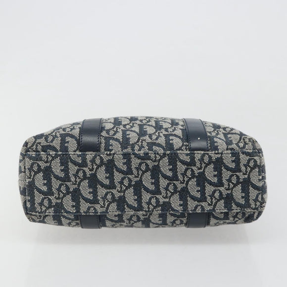 Christian Dior Trotter Canvas Hand Bag Navy Gold Auth ka4777