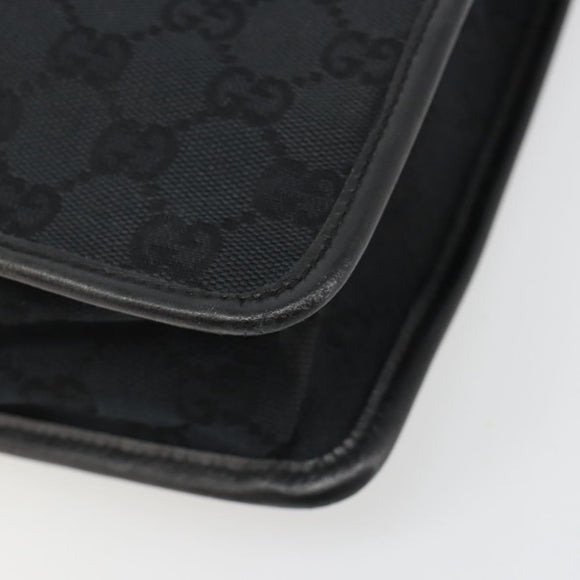 GUCCI GG Canvas Shoulder Bag Black Gold 91762 Auth ka4779A