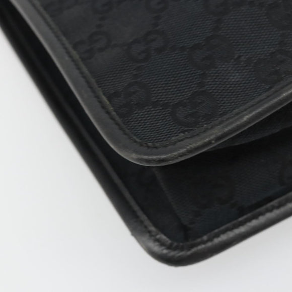 GUCCI GG Canvas Shoulder Bag Black Gold 91762 Auth ka4779A