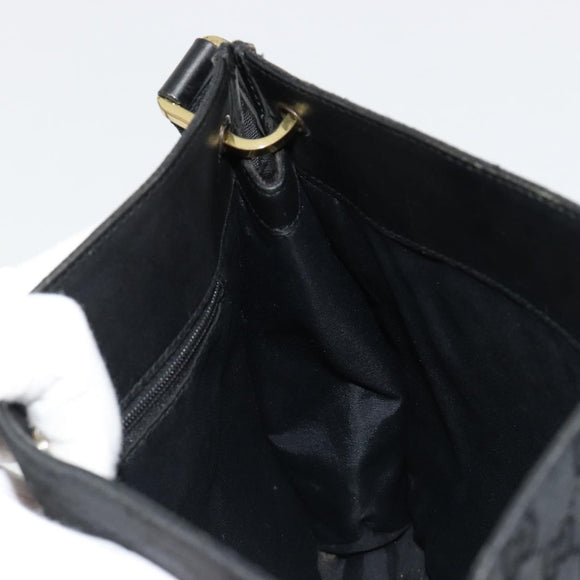 GUCCI GG Canvas Shoulder Bag Black Gold 91762 Auth ka4779A
