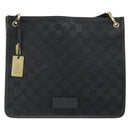 GUCCI GG Canvas Shoulder Bag Black Gold 91762 Auth ka4779A-2