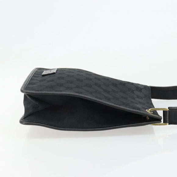 GUCCI GG Canvas Shoulder Bag Black Gold 91762 Auth ka4779A