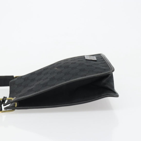 GUCCI GG Canvas Shoulder Bag Black Gold 91762 Auth ka4779A