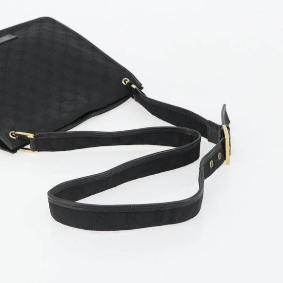 GUCCI GG Canvas Shoulder Bag Black Gold 91762 Auth ka4779A