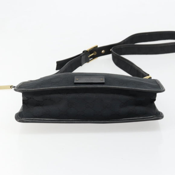 GUCCI GG Canvas Shoulder Bag Black Gold 91762 Auth ka4779A