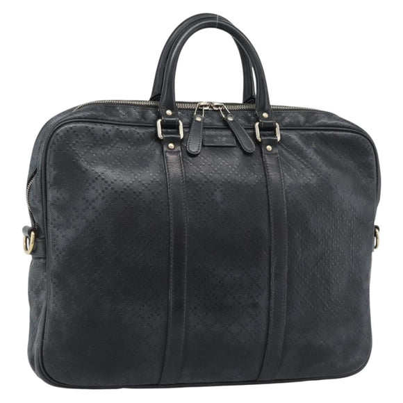 GUCCI Diamante Business Bag Leather Black Gold 208463 Auth ka4780