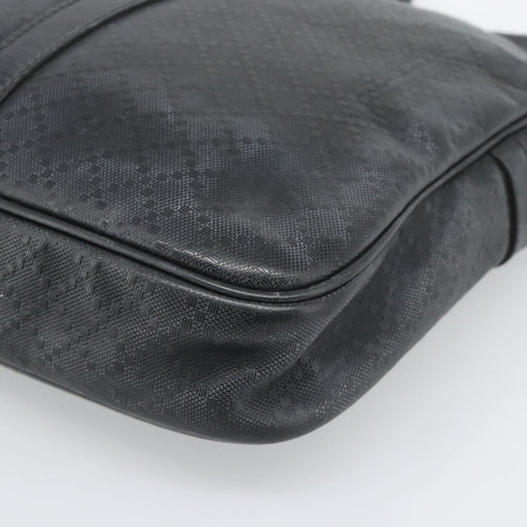 GUCCI Diamante Business Bag Leather Black Gold 208463 Auth ka4780