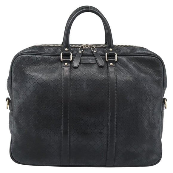 GUCCI Diamante Business Bag Leather Black Gold 208463 Auth ka4780