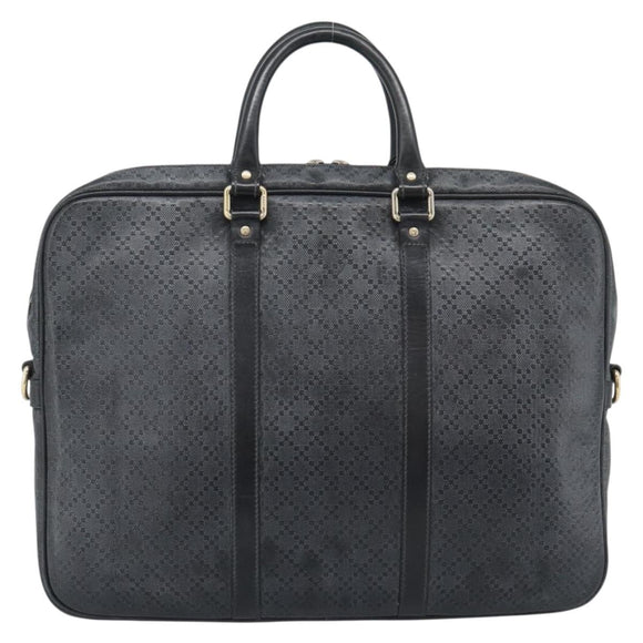 GUCCI Diamante Business Bag Leather Black Gold 208463 Auth ka4780