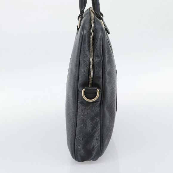 GUCCI Diamante Business Bag Leather Black Gold 208463 Auth ka4780