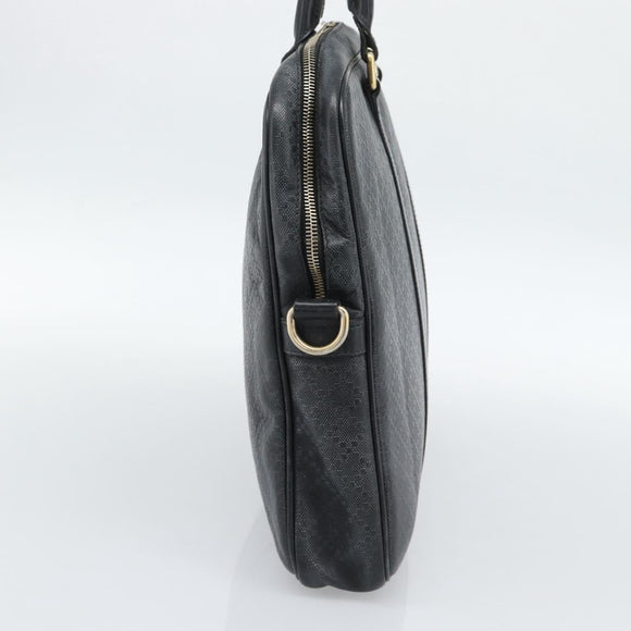 GUCCI Diamante Business Bag Leather Black Gold 208463 Auth ka4780