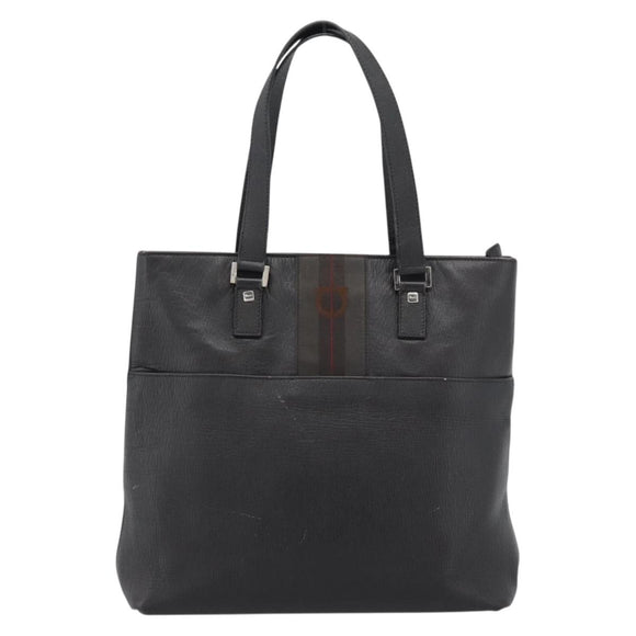 Salvatore Ferragamo Tote Bag Leather Black Silver Auth ka4781