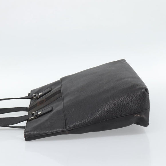 Salvatore Ferragamo Tote Bag Leather Black Silver Auth ka4781