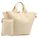 HERMES Paniered Plage MM Hand Bag Canvas Beige Silver Auth ka4782A-1