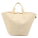 HERMES Paniered Plage MM Hand Bag Canvas Beige Silver Auth ka4782A-2