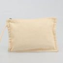 HERMES Paniered Plage MM Hand Bag Canvas Beige Silver Auth ka4782A-20