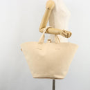 HERMES Paniered Plage MM Hand Bag Canvas Beige Silver Auth ka4782A-24