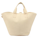 HERMES Paniered Plage MM Hand Bag Canvas Beige Silver Auth ka4782A-3