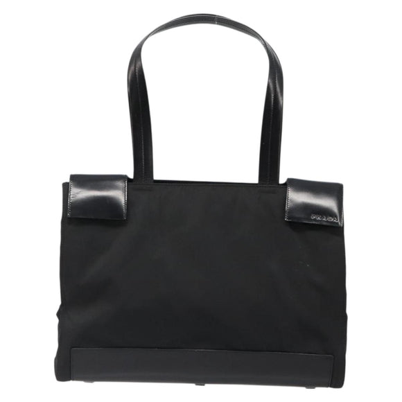 PRADA Hand Bag Nylon Black Silver Auth ka4784A