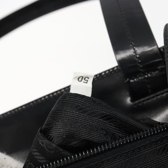 PRADA Hand Bag Nylon Black Silver Auth ka4784A