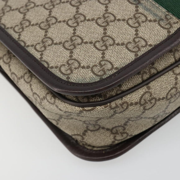 GUCCI GG Supreme Web Sherry Line Shoulder Bag PVC Beige Red 180692 Auth ka4786A
