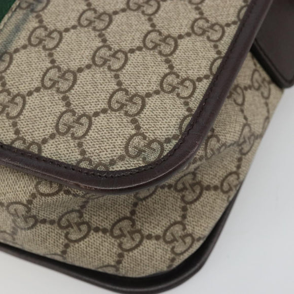 GUCCI GG Supreme Web Sherry Line Shoulder Bag PVC Beige Red 180692 Auth ka4786A