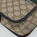 GUCCI GG Supreme Web Sherry Line Shoulder Bag PVC Beige Red 180692 Auth ka4786A-17