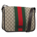 GUCCI GG Supreme Web Sherry Line Shoulder Bag PVC Beige Red 180692 Auth ka4786A-1