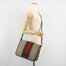 GUCCI GG Supreme Web Sherry Line Shoulder Bag PVC Beige Red 180692 Auth ka4786A-24