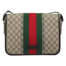GUCCI GG Supreme Web Sherry Line Shoulder Bag PVC Beige Red 180692 Auth ka4786A-13