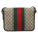 GUCCI GG Supreme Web Sherry Line Shoulder Bag PVC Beige Red 180692 Auth ka4786A-2
