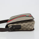 GUCCI GG Supreme Web Sherry Line Shoulder Bag PVC Beige Red 180692 Auth ka4786A-5