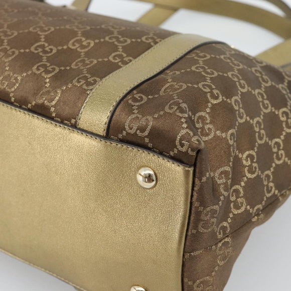 GUCCI GG Canvas Hand Bag Gold 141470 Auth ka4787