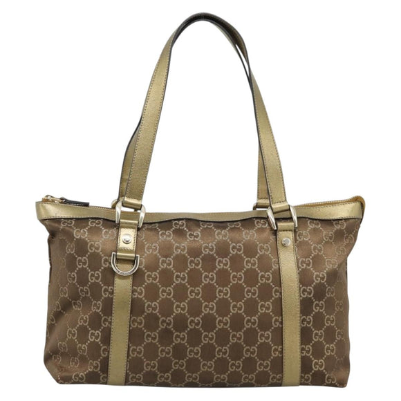 GUCCI GG Canvas Hand Bag Gold 141470 Auth ka4787