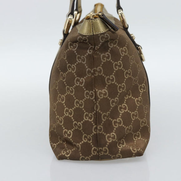 GUCCI GG Canvas Hand Bag Gold 141470 Auth ka4787