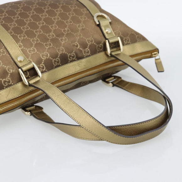 GUCCI GG Canvas Hand Bag Gold 141470 Auth ka4787