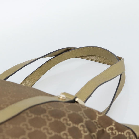 GUCCI GG Canvas Hand Bag Gold 141470 Auth ka4787