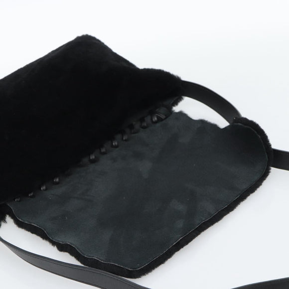 SAINT LAURENT Shoulder Bag Mouton Black Auth ka4788A