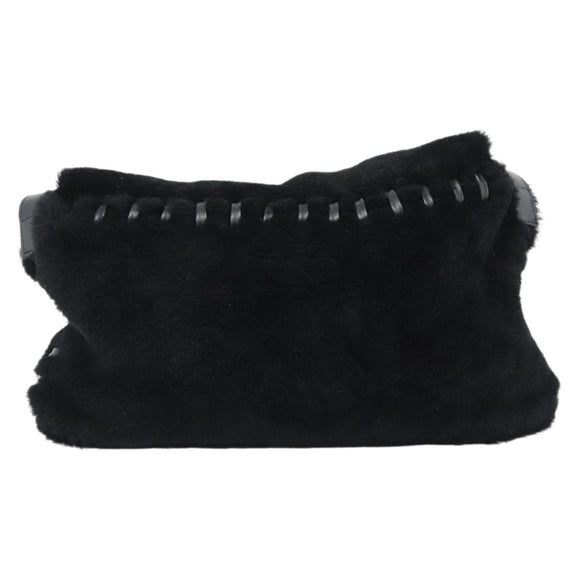 SAINT LAURENT Shoulder Bag Mouton Black Auth ka4788A