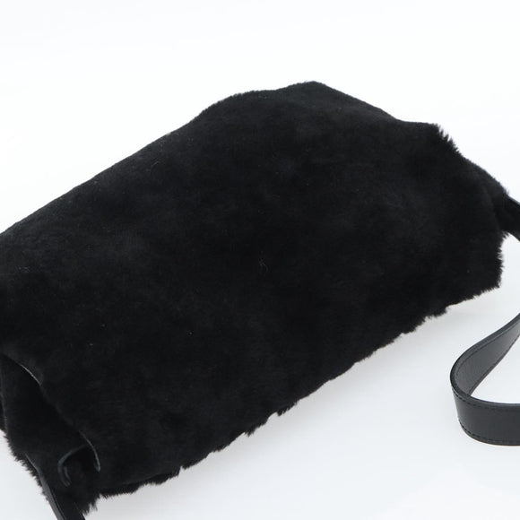 SAINT LAURENT Shoulder Bag Mouton Black Auth ka4788A
