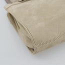 Salvatore Ferragamo Vala Hand Bag Suede Beige Gold Auth ka4791-14